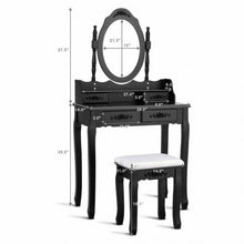 Load image into Gallery viewer, Vanity Table Set with Oval Mirror and 4 Drawers-Black