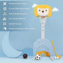 Load image into Gallery viewer, 3-in-1 Adjustable Kids Basketball Hoop Sports Set-Yellow