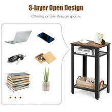 Load image into Gallery viewer, 3-Tier Industrial Tall Nightstand Side End Telephone Table