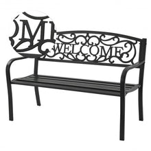 Load image into Gallery viewer, Outdoor Furniture Steel Frame Porch Garden Bench-Black