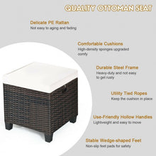 Load image into Gallery viewer, 2PCS Patio Rattan Ottoman Cushioned Seat-Beige