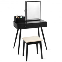 Load image into Gallery viewer, Vanity Dressing Table Set Lockable Jewelry Cabinet with Mirror-Black