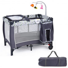 Load image into Gallery viewer, Foldable Travel Baby Crib Playpen Infant Bassinet Bed w/ Carry Bag-Gray