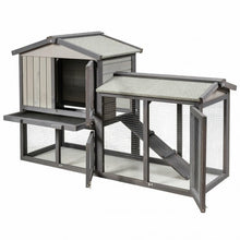 Load image into Gallery viewer, 58" Weatherproof Wooden Rabbit Hutch-Gray