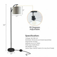 Load image into Gallery viewer, Standing Arc Modern Floor Lamp W/ Fabric Hanging Lamp