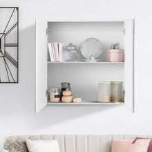 Load image into Gallery viewer, 2-Tier Wall-Mounted Storage Cabinet with Double Mirror Doors