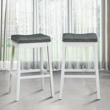 Load image into Gallery viewer, 29" Set of 2 Nailhead Saddle Bar Stools-White