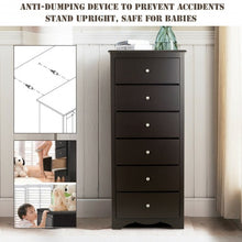 Load image into Gallery viewer, 6 Drawers Chest Dresser Clothes Storage Bedroom Furniture Cabinet-Brown