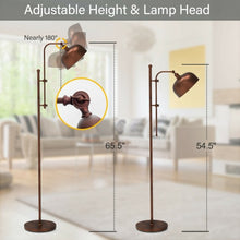 Load image into Gallery viewer, Industrial Floor Standing Pole Lamp with Adjustable Lamp Head
