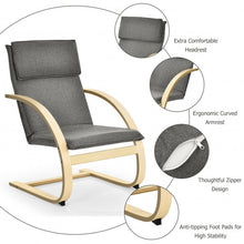 Load image into Gallery viewer, Modern Fabric Upholstered Bentwood Lounge Chair-Gray