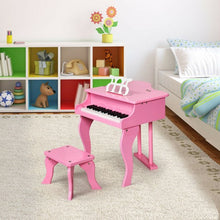 Load image into Gallery viewer, Classic 30 Key Baby Grand Wooden Piano with Bench-Pink