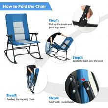 Load image into Gallery viewer, Foldable Rocking Padded Portable Camping Chair with Backrest and Armrest -Blue