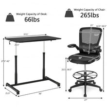 Load image into Gallery viewer, Height Adjustable Computer Desk Sit to Stand Rolling Notebook Table -Black