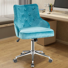 Load image into Gallery viewer, Tufted Upholstered Swivel Computer Desk Chair with Nailed Tri-Turquoise