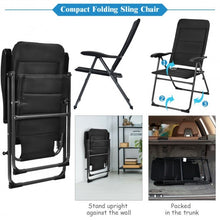 Load image into Gallery viewer, 2 Pcs Patio Back Adjustable Reclining Folding Chairs-Black