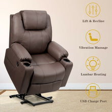 Load image into Gallery viewer, Electric Power Lift Leather Massage Sofa-Brown