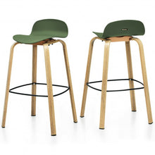 Load image into Gallery viewer, Set of 2 Modern Barstools Pub Chairs with Low Back and Metal Legs-Green