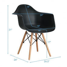 Load image into Gallery viewer, Set of 2 Mid Century Modern Molded Dining Arm Side Chair-Black