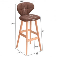 Load image into Gallery viewer, Set of 2 Brown Bar Stools Pub Chair Fabric