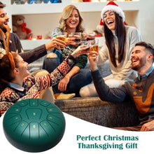 Load image into Gallery viewer, 10" High Carbon 11 Notes Steel Tongue Drum with Drum Hammer-Green