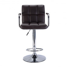 Load image into Gallery viewer, Set of 2 Bar Stool PU Leather Barstools Chair Adjustable Counter Swivel w/ Arm-brown