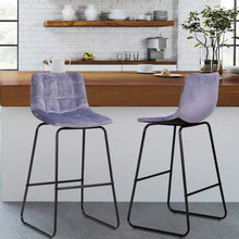 Load image into Gallery viewer, Set of 2 Velvet Bar Stools Pub Kitchen Chairs