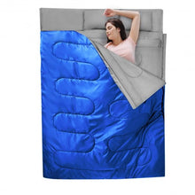Load image into Gallery viewer, 2 Person Waterproof Sleeping Bag with 2 Pillows-Blue