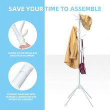 Load image into Gallery viewer, Stand Hat Coat Metal Rack with Folding Base-White