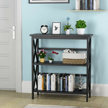 Load image into Gallery viewer, 3-Tier Bookshelf Wooden Open Storage Bookcase for Home Office-Black