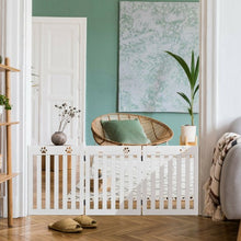 Load image into Gallery viewer, 24" Folding Wooden Freestanding Dog Gate with 360° Flexible Hinge for Pet-White