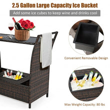 Load image into Gallery viewer, Patio Rattan Bar Serving Cart with Glass Top and Handle