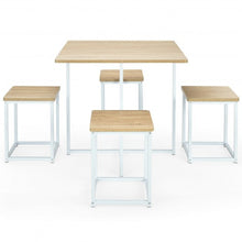 Load image into Gallery viewer, 5 Pcs Metal Frame Dining Set with Compact Dining Table and 4 Stools -Natural