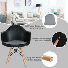 Load image into Gallery viewer, Set of 2 Mid Century Modern Molded Dining Arm Side Chair-Black