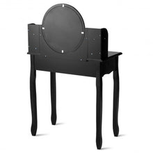 Load image into Gallery viewer, Makeup Vanity Table Set Girls Dressing Table with Drawers Oval Mirror-Black