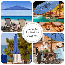 Load image into Gallery viewer, 10 ft Patio Solar Umbrella with Crank and LED Lights-Blue
