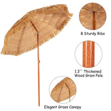 Load image into Gallery viewer, 6.5ft Portable Thatched Tiki Beach Umbrella with Adjustable Tilt for Poolside and Backyard