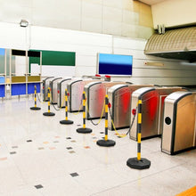 Load image into Gallery viewer, 6 Pack 34" Traffic Delineator Poles with 5FT Chains and Fillable Base-Yellow