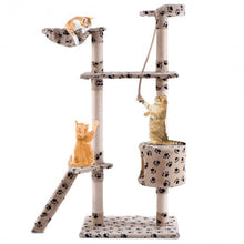 Load image into Gallery viewer, 60" Cat Tree Tower Kitten Hammock Condo-Beige paws