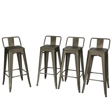 Load image into Gallery viewer, 30" Set of 4 Metal Indoor Outdoor Counter Height Bar stools -Gun