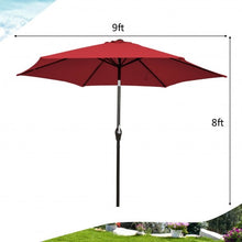 Load image into Gallery viewer, 9 ft Outdoor Market Patio Table Umbrella Push Button Tilt Crank Lift-Burgundy