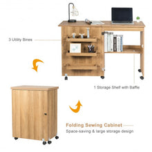 Load image into Gallery viewer, Folding Sewing Craft Table Shelf Storage Cabinet Home Furniture-Natural