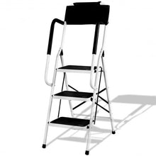 Load image into Gallery viewer, 3-Step Non-slip Folding Stool Ladder with Handrails