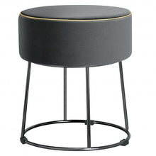 Load image into Gallery viewer, Velvet Round Footrest Ottoman with Metal Base and Non-Slip Foot Pads-Gray