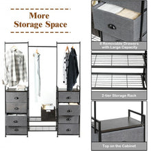 Load image into Gallery viewer, 8 Drawer Fabric Dresser with Rack Multifunctional Storage Tower Metal