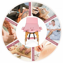 Load image into Gallery viewer, 3 Fold 84" L Portable Adjustable Massage Table with Carry Case-Pink