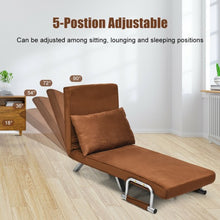 Load image into Gallery viewer, Chamois Convertible Sleeper Bed Arm Sofa with Pillow-Brown