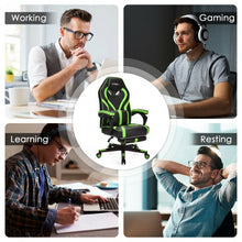 Load image into Gallery viewer, Computer Massage Gaming Recliner Chair with Footrest-Green