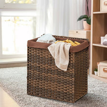 Load image into Gallery viewer, Hand-woven Foldable Rattan Laundry Basket-Brown