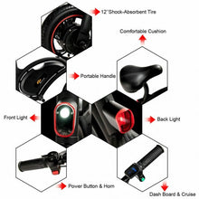 Load image into Gallery viewer, 12" 350 W Portable Folding Electric Bike with Headlight APP