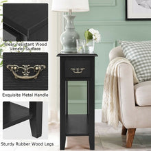 Load image into Gallery viewer, 2 Tier End Bedside Sofa Side Table Narrow Nightstand-Black